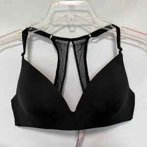 C36 victoria’s Secret black t-shirt lightly lined wireless lace racer back bra s